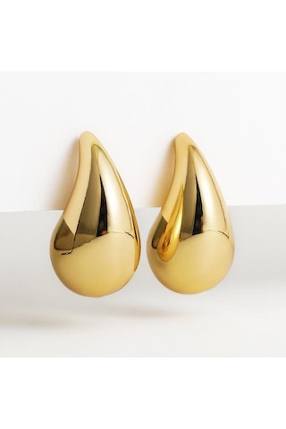 Altın Paslanmaz Çelik Altın Kaplama Gözyaşı Damlası Küpe Kadınlar İçin Dupes Hafif Pürüzsüz Metal Su Damlası Hoop Küpeler Trendy Takı