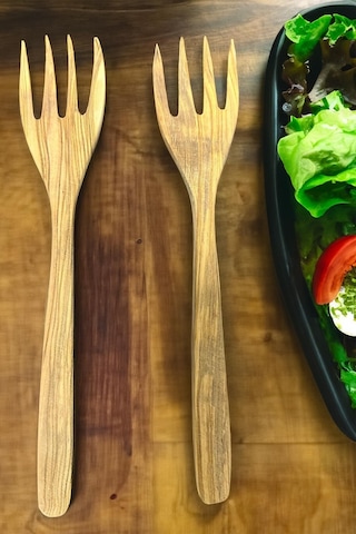 Zeytin Ağacı Çatal Seti 2li El Yapımı Ahşap Salata Çatalı