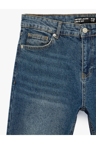 Koton Pamuklu Normal Bel Slim Fit Jean Pantolon - Brad Jean Koyu İndigo 6sam40178nd İndigo