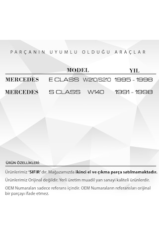 Mercedes W210, W140 için Katlanır Ayna Demiri ve Lastiği  (Sağ-So