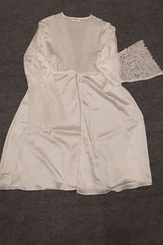 7625 Çeyizlik Dantelli Saten 6'lı Set -ekru Ekru