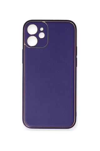 Newface - 598 - iPhone Uyumlu 12 Mini Kılıf Coco Deri Silikon Kapak - Csmo-tex - - Mor