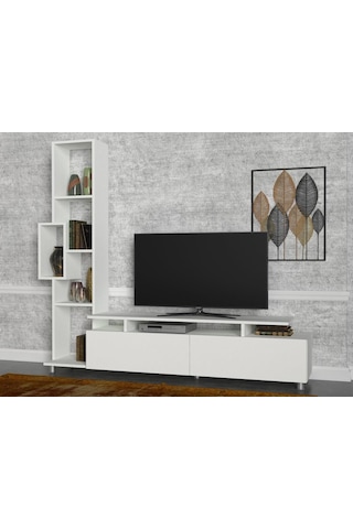 Dekorister Tulip Kitaplıklı Tv Ünitesi Beyaz