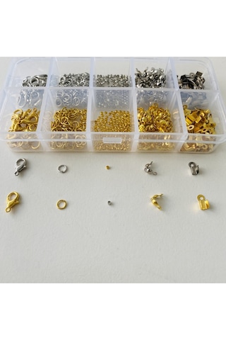 Kutulu Set 9 - 530 Adet Takı Yapım Ve Tamir Seti - Altın Ve Gümüş Renk - Pense Ve Misineli