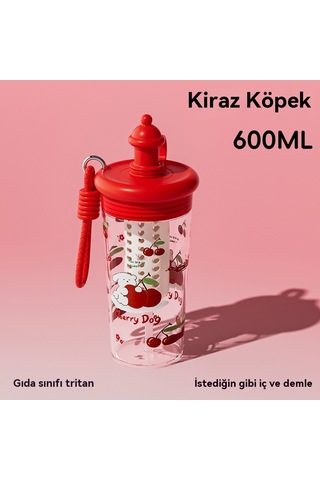 Yeni Büyük Kapasiteli Karikatür Pipetli Bardak Yavru Köpek