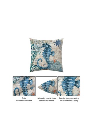 Monyee Deniz Stili Su Geçirmez Dış Mekan Yastık Kılıfı - Ev Dekorasyonuna Klasik Güzellik Ve Deniz Rengi Katın Diğer