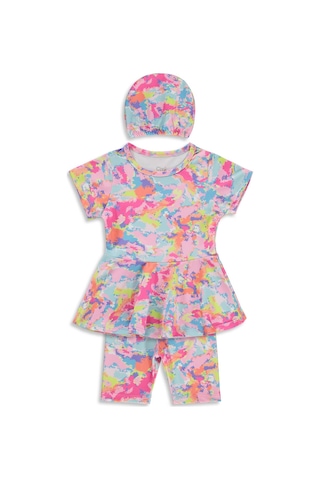 Civil Girls Baskılı 2-12 Yaş Mayo Set - Pudra Batik
