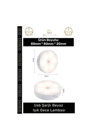 Sensörlülamba Hareket Sensörlü Şarjlı Led Akıllı Otomatik Pratik Modern Usb Şarjlı Beyaz Işık Gece Çok Renkli