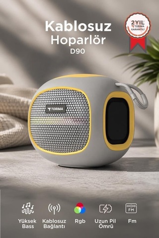 Premium Bluetooth Hoparlör D90 Gri 5w Ofis Kamp Hediyelik