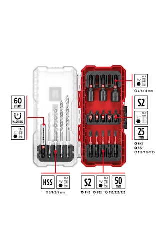 Einhell S-CASE 18 Parça Vidalama Ucu Seti - 49108709
