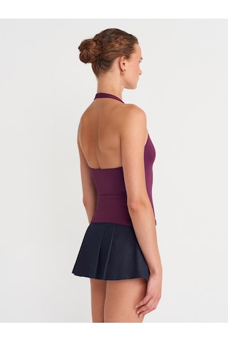 Dilvin 31753 Halter Yaka Top-mor Mor
