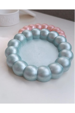 Sedefli Bubble Dekoratif Tabak Seti Takı Tabağı Mavi/pembe