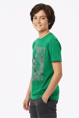Modanino Erkek Çocuk %100 Pamuk T-shirt-kaykay Baskılı-12-16 Yaş 12526 Yeşil