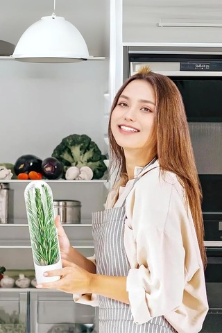 Le Nish Home Taze Tutma Kabı - 2'li Ekonomi Seti - Buzdolabı Organizer, Maydanoz, Dereotu Ve Nane Saklama Kabı, Otların Ömrünü 3 Kat Uzatan Akıllı Tas Beyaz