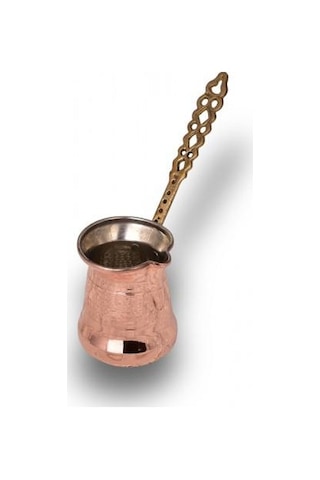 Turna Bakır Sultan Cezve 2 No İnce Pirinç Kulp 3 Fincan Makine D