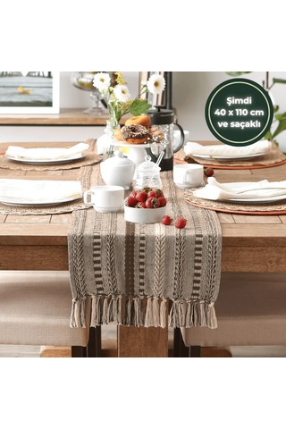 Wellstil Neula %100 Pamuk Örme Runner - Koyu Kahve Koyu Kahve