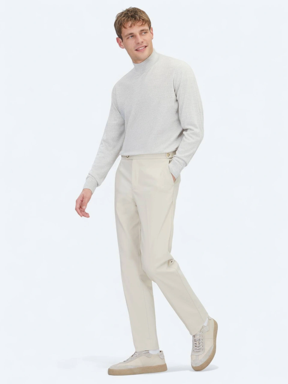Kip Bej Dokuma Regular Fit Smart Casual Pamuk Karışımlı Pantolon Bej