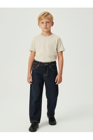 Zekids Erkek Çocuk Geniş Paça Denim Pantolon-16640 Renkli