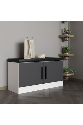 Minar Kale Ayakkabılık Minderli Beyaz Antrasit