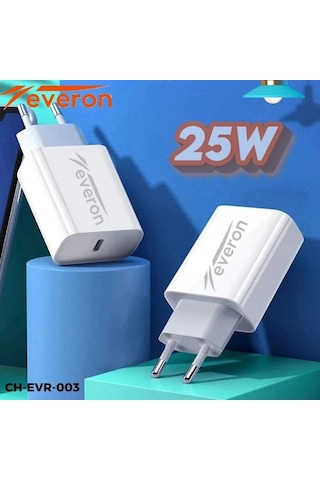 Samsung Galaxy A26 5g İle Uyumlu 25w Qc 3.4a Type C Şarj Adaptörü Evr-003 Beyaz