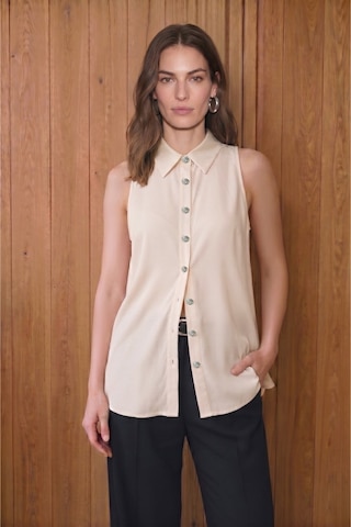 Sateen Halter Yaka Gömlek - Bej-137482