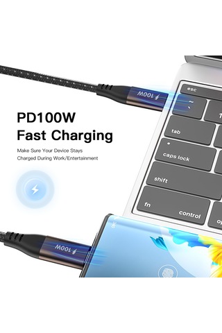 Yediseven Fishnone Type C To Type C 100 W Hızlı Şarj Kablosu 2 M