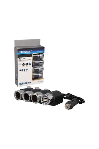 Olesson 1508 12-24v Çift Usb Girişli 120w 80cm Kablolu 3 Lü Araç Çakmak Çoklayıcı