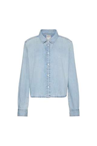 Calvin Klein Cropped Ls Shırt Brıghton Blue Kadın Mavi Kot Gömlek-12046 Mavi