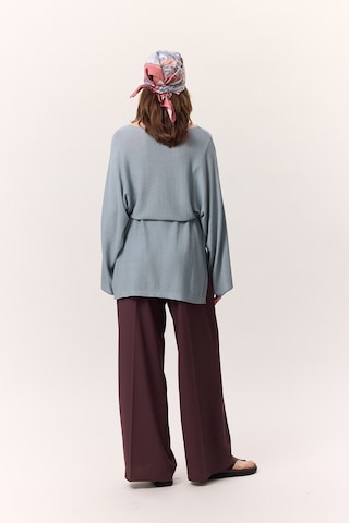 Triko Kuşaklı Tunik Mavi Mavi