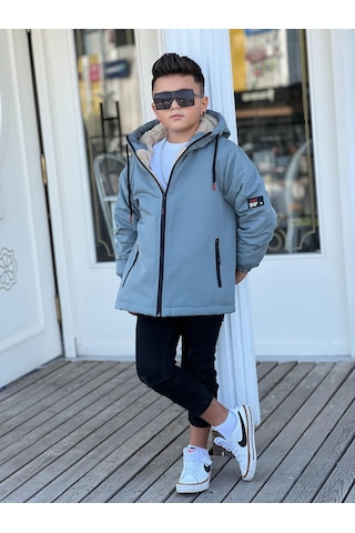 Erkek Çocuk Kapüşonlu İçi Kürklü Mont Km3050 Mint