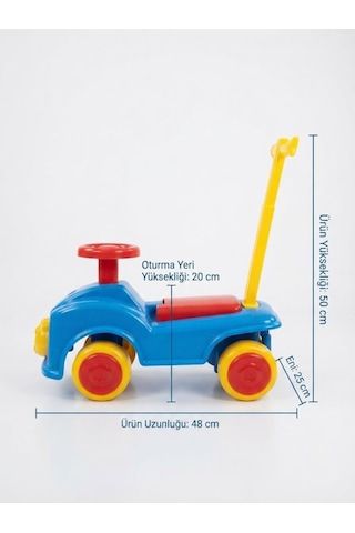İlk Yarış Arabam 10 - 15 Kg Taşıma Kapasiteli Dayanıklı Binişli Ayıcık Süslemeli Oyuncak Araba Çok Renkli