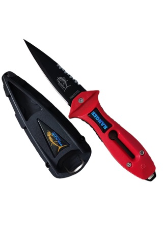 Pelajik Ranger Pro Kol Bandı Dalış Bıçağı Şiş Kakıçlı Paslanmaz Çelik Zıpkıncı Bıçağı Kırmızı