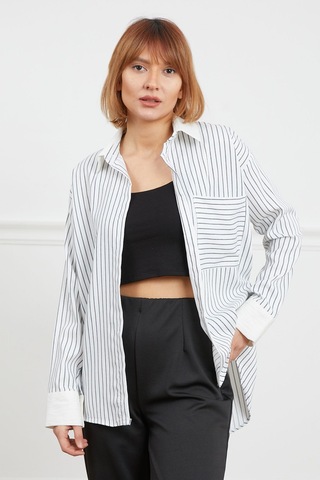 Dparis Tek Cepli Çizgili Gömlek