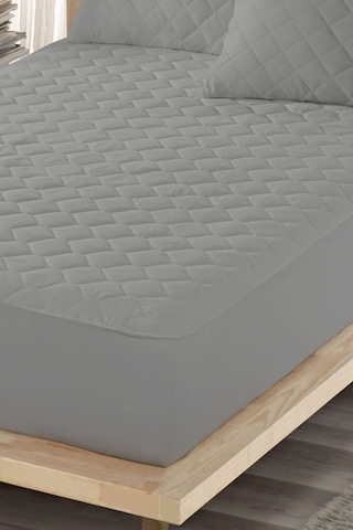 Mona Verde Renkli Sıvı Geçirmez Lastikli Çift Kişilik Çarşaf Yastık Alezi (Toplam 3 Parça) %100 Pamuk Kapitoneli MNVCKAPFIT00 Gri ÇK