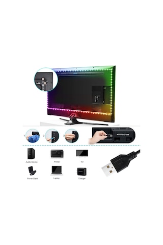 Monitör Ve Tv Arkası Uzaktan Kumanda Silikonlu Led Şerit Işık 1m