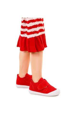 Kiko Kids Daffy Cırtlı Kız Bebek İlk Adım Panduf Ayakkabı Kırmızı