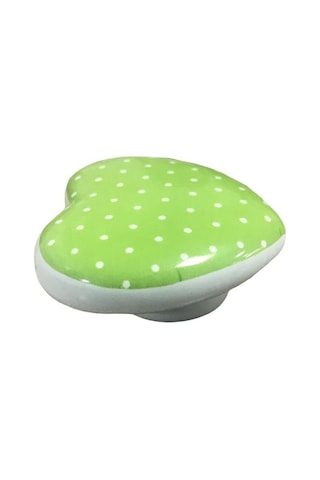 5 Adet Tomurcuk Porselen Çocuk Odası Yeşil Kalp Mobilya Kulp Yeşil