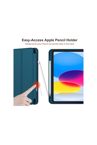 Apple Uyumlu iPad 11.nesil 2025 / 10.nesil 2022 Kalem Bölmeli Standlı Smart Kılıf Kapaklı Kılıf