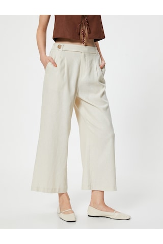 Koton Keten Pantolon Bol Paça Crop Bej 4sak40488pw Ekru