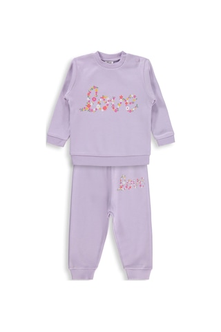 Civil Baby Çiçek Love Baskılı 6-18 Ay Takım - Lila