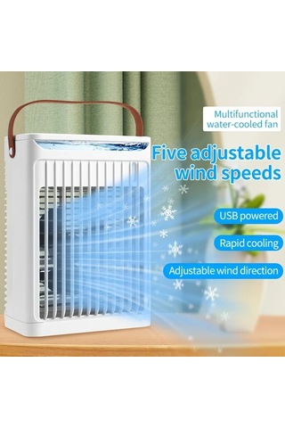 Motion003 Usb İle Çalışan Beyaz Masaüstü Soğutucu Fan Nemlendirici 5 Ayarlı 360 Dönebilir Ev Ofis İçin