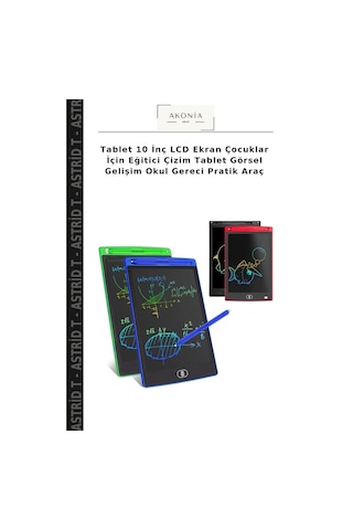 Tablet 10 İnç Lcd Ekran Çocuklar İçin Eğitici Çizim Tablet Görsel Gelişim Okul Gereci Pratik Araç