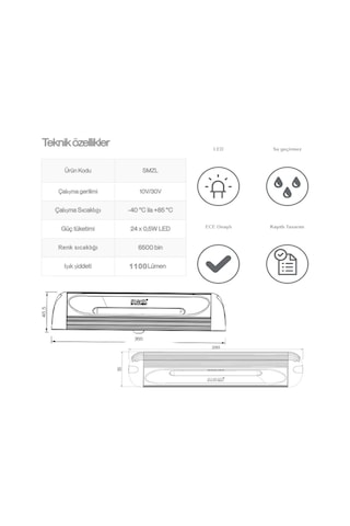 Sanel Power Led 24 X 0.5 18 W 12-24v Uyumlu Iç Dış Siyah Smzlb24w