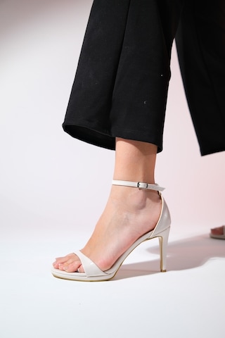 Luvishoes Bern Bej Rugan Kadın Platform Topuklu Abiye Ayakkabı