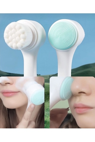 Keops Çift Taraflı Silikon Cilt Temizleme Fırçası Plastik