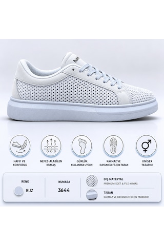 Günlük Rahat Taban Bağcıklı Sneaker Spor Ayakkabı Buz