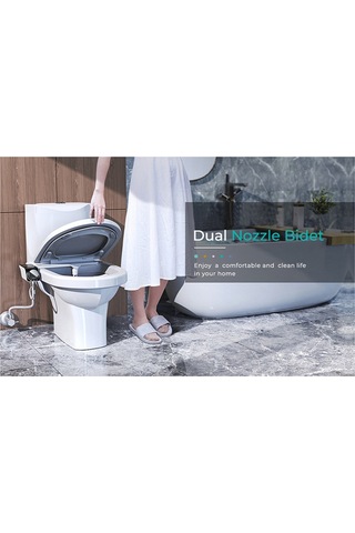 Bide Ultra İnce Tuvalet Çift Nozul Spiral Ayarlanabilir Hortumlu, C