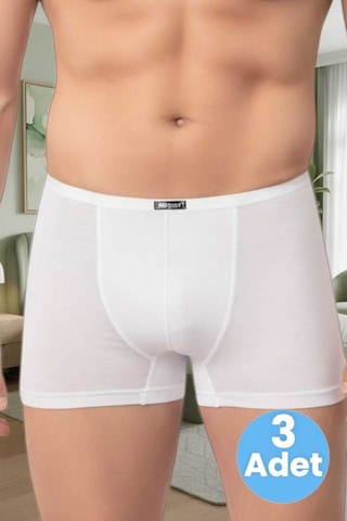 Uniquetrenders Erkek Pamuklu 3'lü Modal Boxer Beyaz