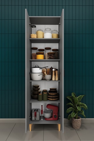 Modern 2 Kapaklı Çok Amaçlı Mutfak Banyo Dolabı %100 Mdf Erzak Kiler Dolabı Fd03 Kül Gri