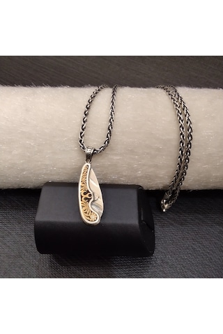 925 Ayar Gümüş Üç Hilal Detaylı Kolye Ucu -şık Tasarım Zincirsiz Gümüş